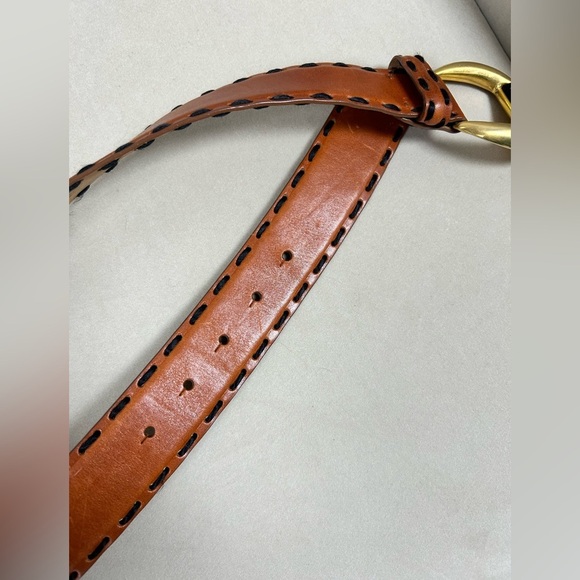 VINTAGE Swarovski Black Crystal Brown Leather Belt size 38 EXCELLENT CONTIDION - Picture 5 of 7